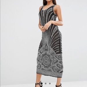 Red Carpet flapper Embellished Midi Dress